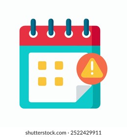 Prazo do calendário ou lembrete do evento notificação ícone do vetor aviso, desenho animado plano agenda símbolo com dia importante selecionado e mensagem de aviso isolado