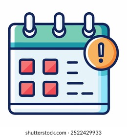 Calendar deadline or event reminder notification vector icon notice, flat cartoon agenda symbol with selected important day and notice message isolated