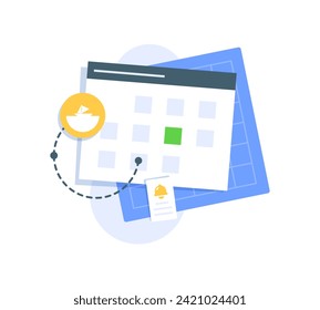 Calendar deadline or event reminder notification,flat design icon vector illustration