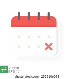 Calendar deadline icon. Simple flat style. Event reminder notification, agenda, cartoon, important day and notice message concept. Vector illustration isolated on white background. EPS 10.