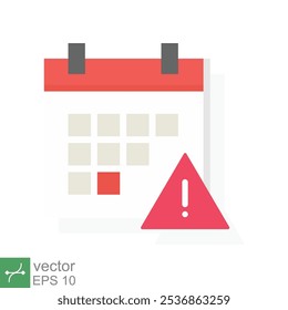 Calendar deadline icon. Simple flat style. Event reminder notification, agenda, cartoon, important day and notice message concept. Vector illustration isolated on white background. EPS 10.