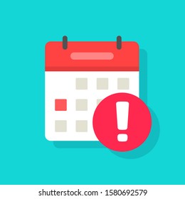 Calendar deadline notice or event reminder notification vector icon isolated, flat cartoon agenda or appointment symbol with selected important day due caution message isolated