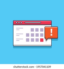 calendar with deadline notification or time alert illustration design