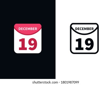 Calendar - December 19 icon illustration isolated vector sign symbol