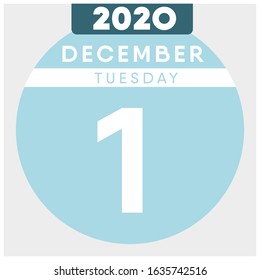 Calendar, December 1st, 2020. Blue color