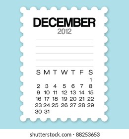 Calendar December 2012 with circle edge paper vector