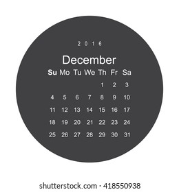 Calendar December 2016 vector design