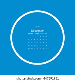 Calendar December 2016 vector design. Week starts from Sunday.