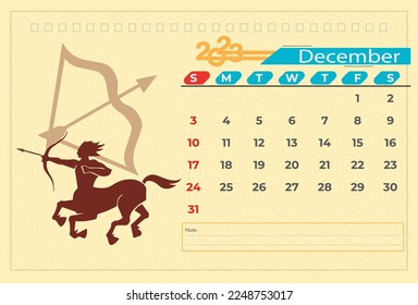 calendar of december 2023 vector design