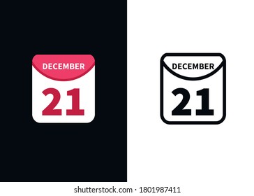 Calendar - December 21 icon illustration isolated vector sign symbol
