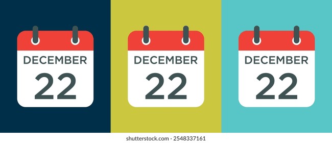 calendar - December 22 icon illustration isolated vector sign symbol