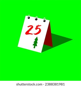 calendar December 25th Christmas date red green white holiday