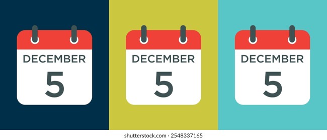 calendar - December 5 icon illustration isolated vector sign symbol