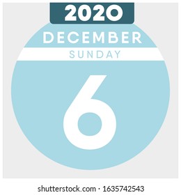 Calendar, December 6th, 2020. Blue color