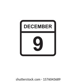 calendar - December 9 icon illustration isolated vector sign symbol