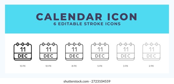 Icono de línea de diciembre del calendario. Para el Web. Y App móvil. Ilustración vectorial.