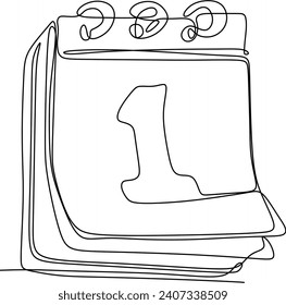 Calendar December Month sketch and Icon, Flat Calendar symbol. New Year 2024