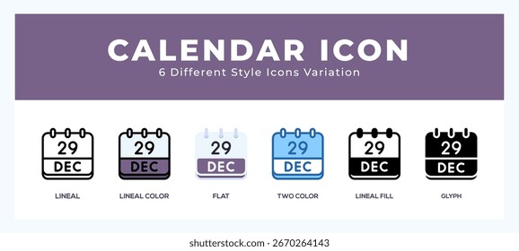 Vector de iconos de diciembre. ilustración de símbolos
