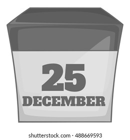 Calendar december twenty five icon in black monochrome style isolated on white background. Date symbol vector illustration