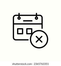 calendar, decline, cross icon, isolated icon in light background, perfect for website, blog, logo, graphic design, social media, UI, mobile app