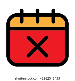 Calendar delete icon line isolated on white background. Black flat thin icon on modern outline style. Linear symbol and editable stroke. Simple and pixel perfect stroke vector illustration