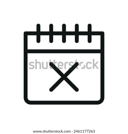 Calendar delete isolated icon, booking cancel vector icon with editable stroke