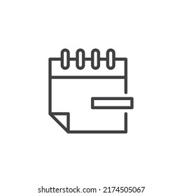 Calendar delete line icon. linear style sign for mobile concept and web design. Calendar minus outline vector icon. Symbol, logo illustration. Vector graphics