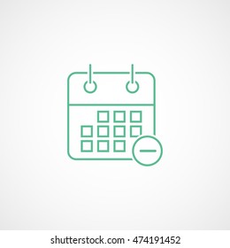 Calendar Delete Remove Green Line Icon On White Background