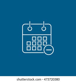 Calendar Delete Remove Line Icon On Blue Background