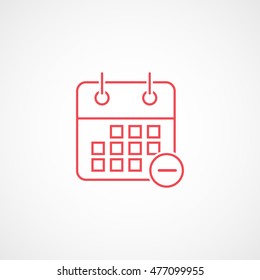 Calendar Delete Remove Red Line Icon On White Background
