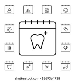 Calendar, dentist flat vector icon in calendar pack