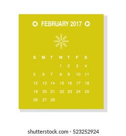 Calendar desigm concept February2017.
Business wall or web calendar.
Week starts from Sunday. Minimal design.
Can be used in print advertising, public relations, infographic.
Vector illustration.