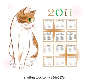 calendar design 2011 with  ginger tabby cat