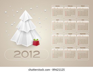 diseño de calendario 2012 - semana comienza con domingo - vector