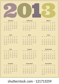 Calendar design for 2013.