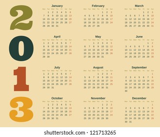 Calendar design for 2013.