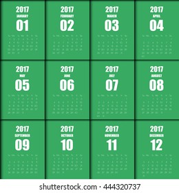Calendar Design for 2017 Minimal Simple Vector Template. Starts Monday.
