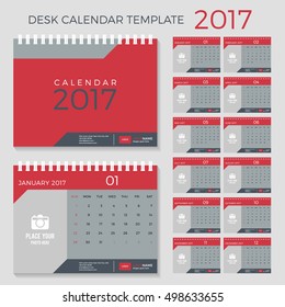 Calendar design 2017 template for 12 months.