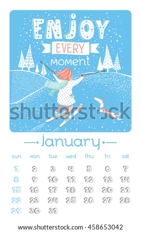 Calendar Design 2017 Year Vector Illustration Stock Vector Royalty