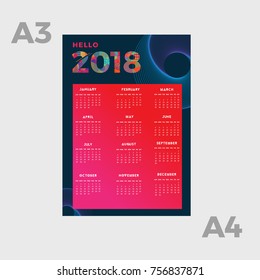 Calendar Design 2018, Modern Design and Geometric