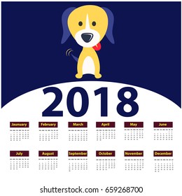 calendar design 2018 year with dog