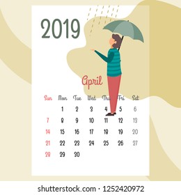 calendar design for 2019. beautiful calendar design for 2019