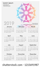 Calendar design for 2019. Simple , white background, Set of 12 calendar pages vector design print template