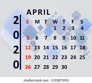 Calendar Design 2020 April
