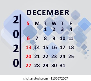 Calendar Design 2020 December