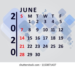 Calendar Design 2020 June