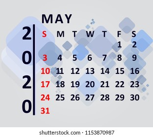 Calendar Design 2020 May