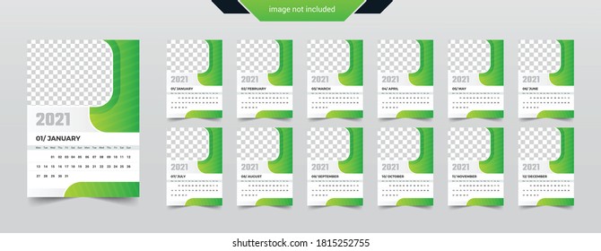 calendar design 2021. week start from Monday