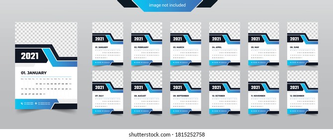 calendar design 2021. week start from Monday