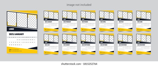 calendar design 2021. week start from Monday